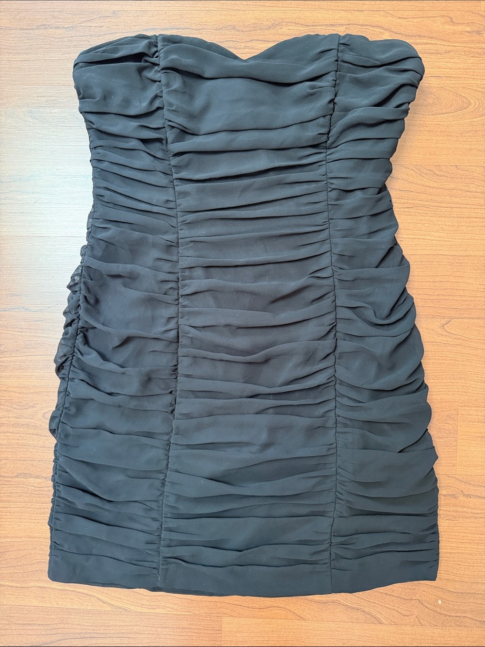 H&M Strapless Black Ruched Mini Dress